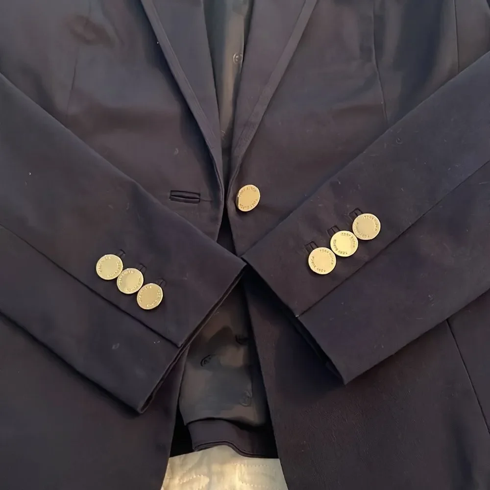 Tory Burch Blazer Pierre Navy Blue One Button Blazer